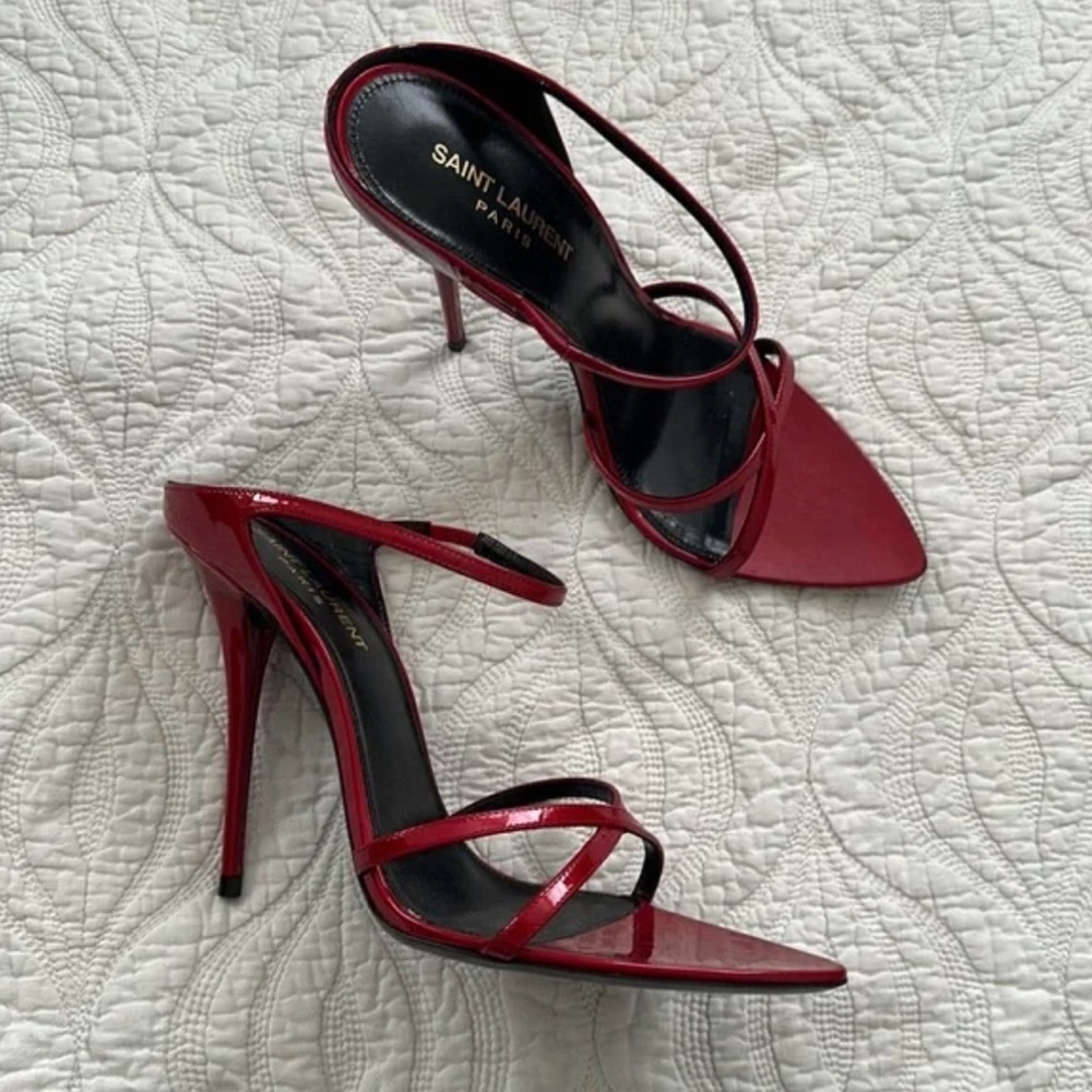 Saint Laurent Red Gippy Sandal Heel - Picture 6 of 7